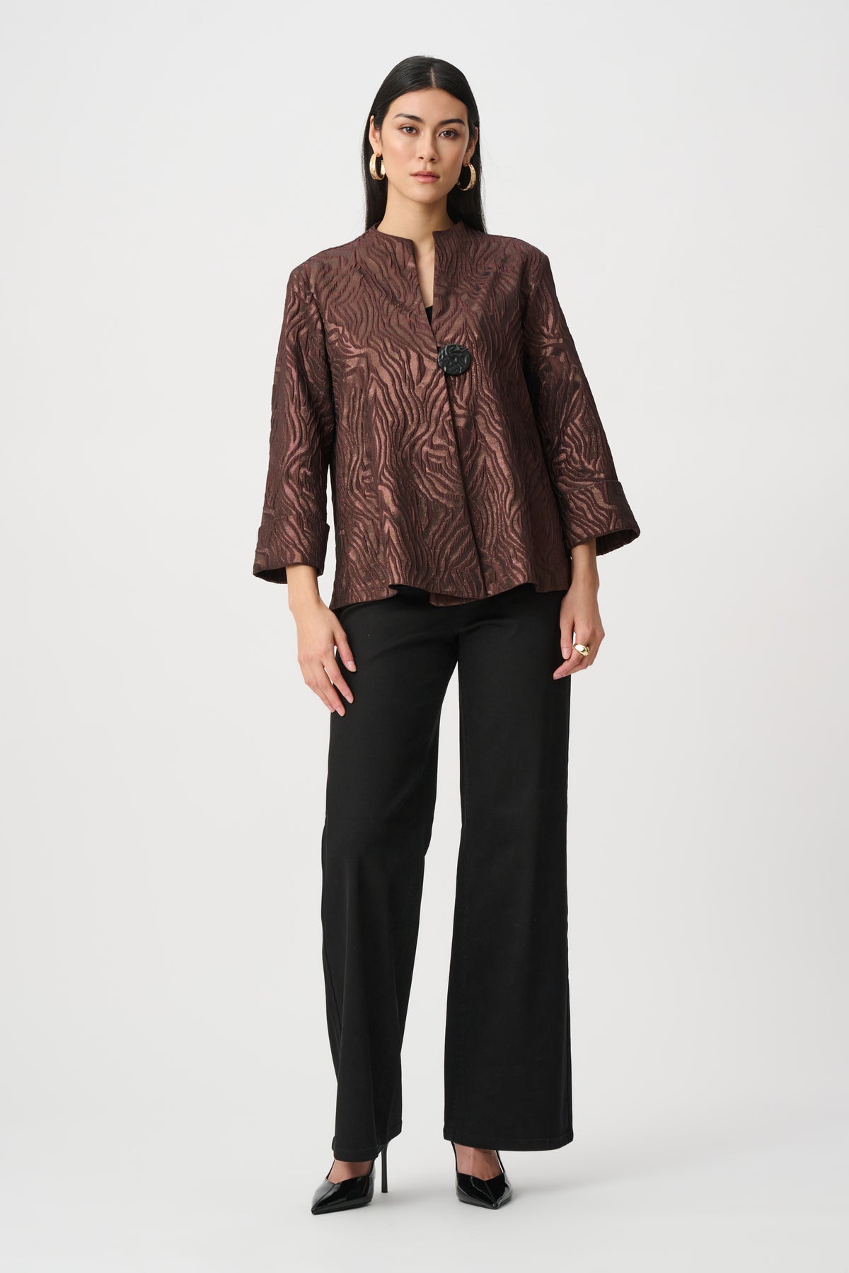 Joseph Ribkoff 263084 Giacca a trapezio in tessuto jacquard con stampa animalier